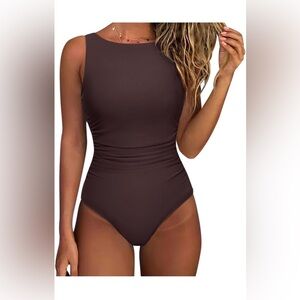 SUUKSESS Women One Piece Ruched Swimsuit Tummy Control Backless Bathing Suit